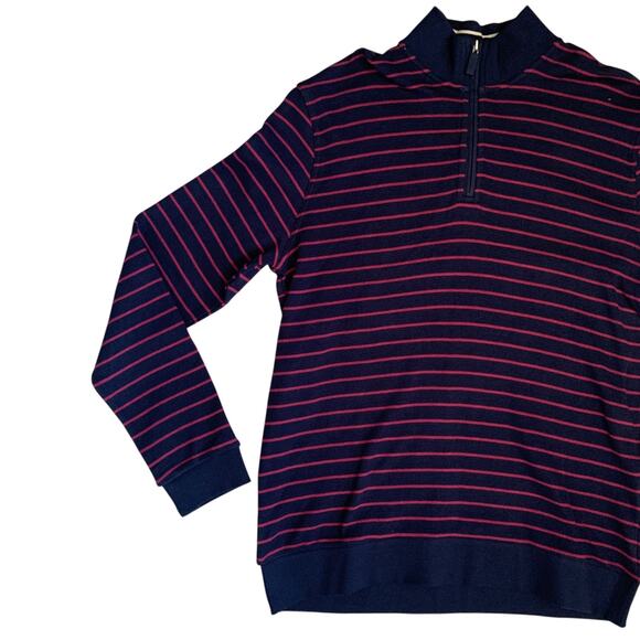 Jos. A. Bank 1905 Mens Sz L 1/4 Zip Comfort Stretch Tailored Fit Striped Sweater - Picture 9 of 14